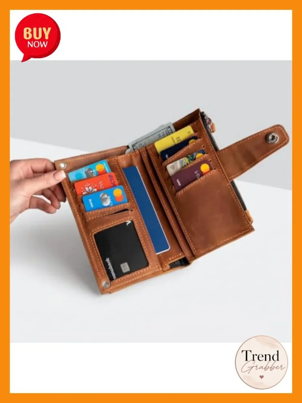 Genuine Leather Crossbody Purse with Phone Pocket & Card Slots